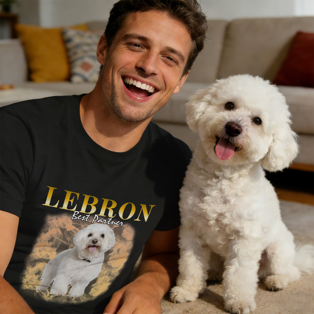 Custom Photo T-Shirt Personalized Vintage Style Pet Face T-Shirt Gift For Pet Lover