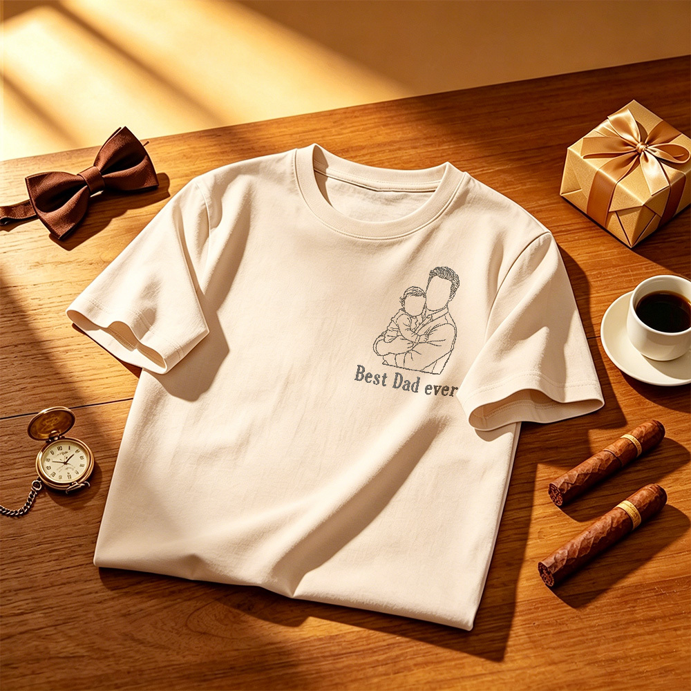 Custom Dad Photo Shirt - Embroidered Dad & Kids Portrait - Personalized Father's Day Keepsake Gift - MyFaceSocks