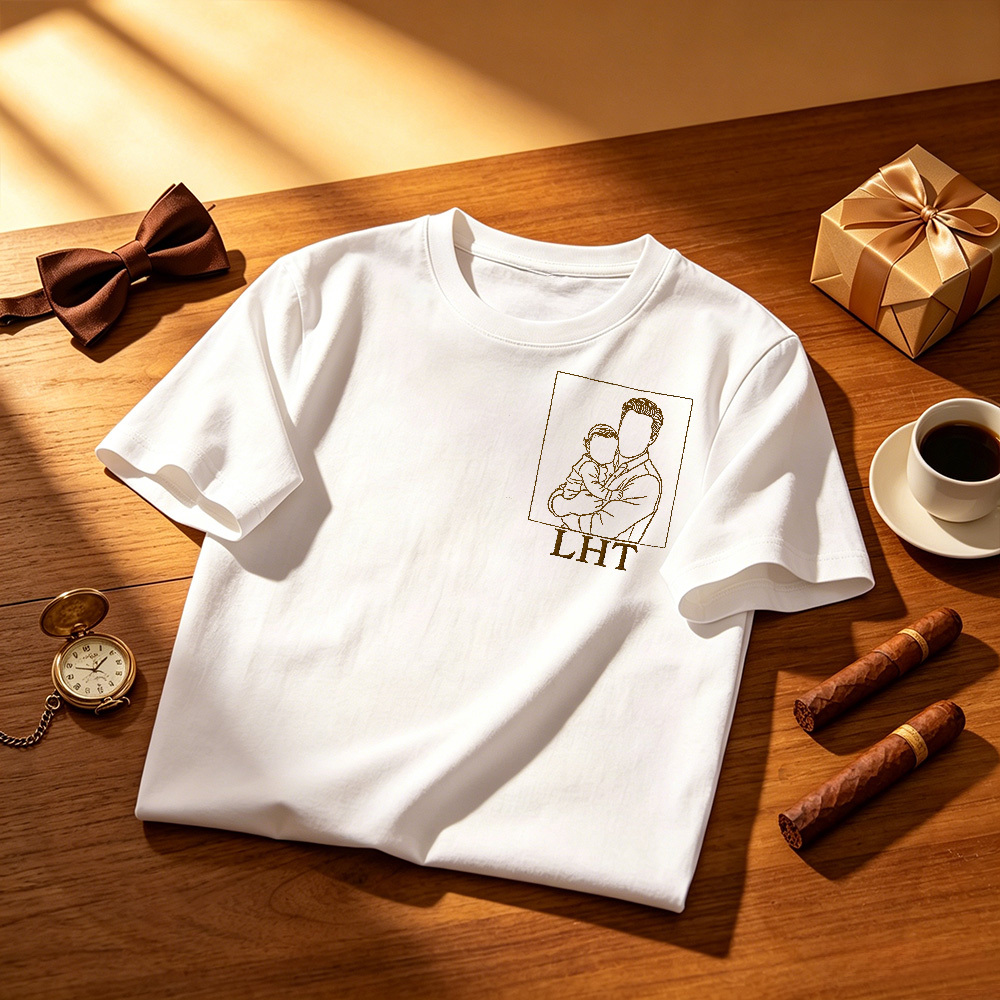 Custom Dad Photo Shirt - Embroidered Dad & Kids Portrait - Personalized Father's Day Keepsake Gift - MyFaceSocks