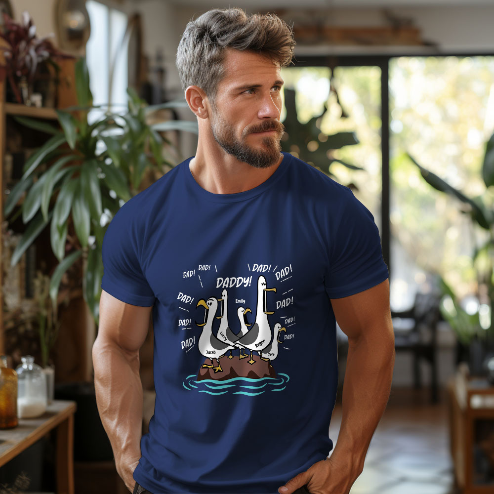 Seagull Dad! Dad! Dad! Custom Kid Name - Personalized Shirt - Funny Father's Day Gift For Dad, Husband - MyFaceSocks