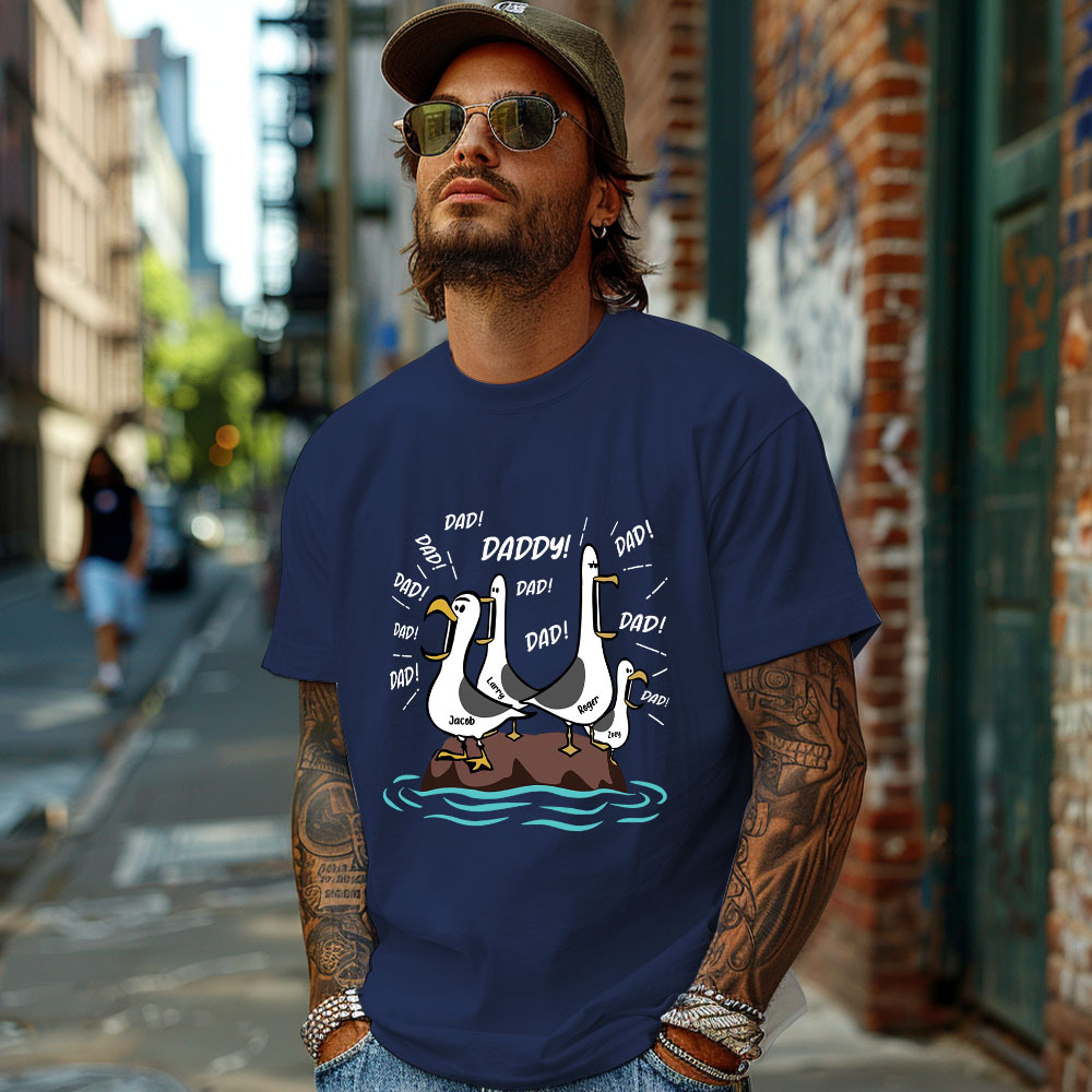 Seagull Dad! Dad! Dad! Custom Kid Name - Personalized Shirt - Funny Father's Day Gift For Dad, Husband - MyFaceSocks