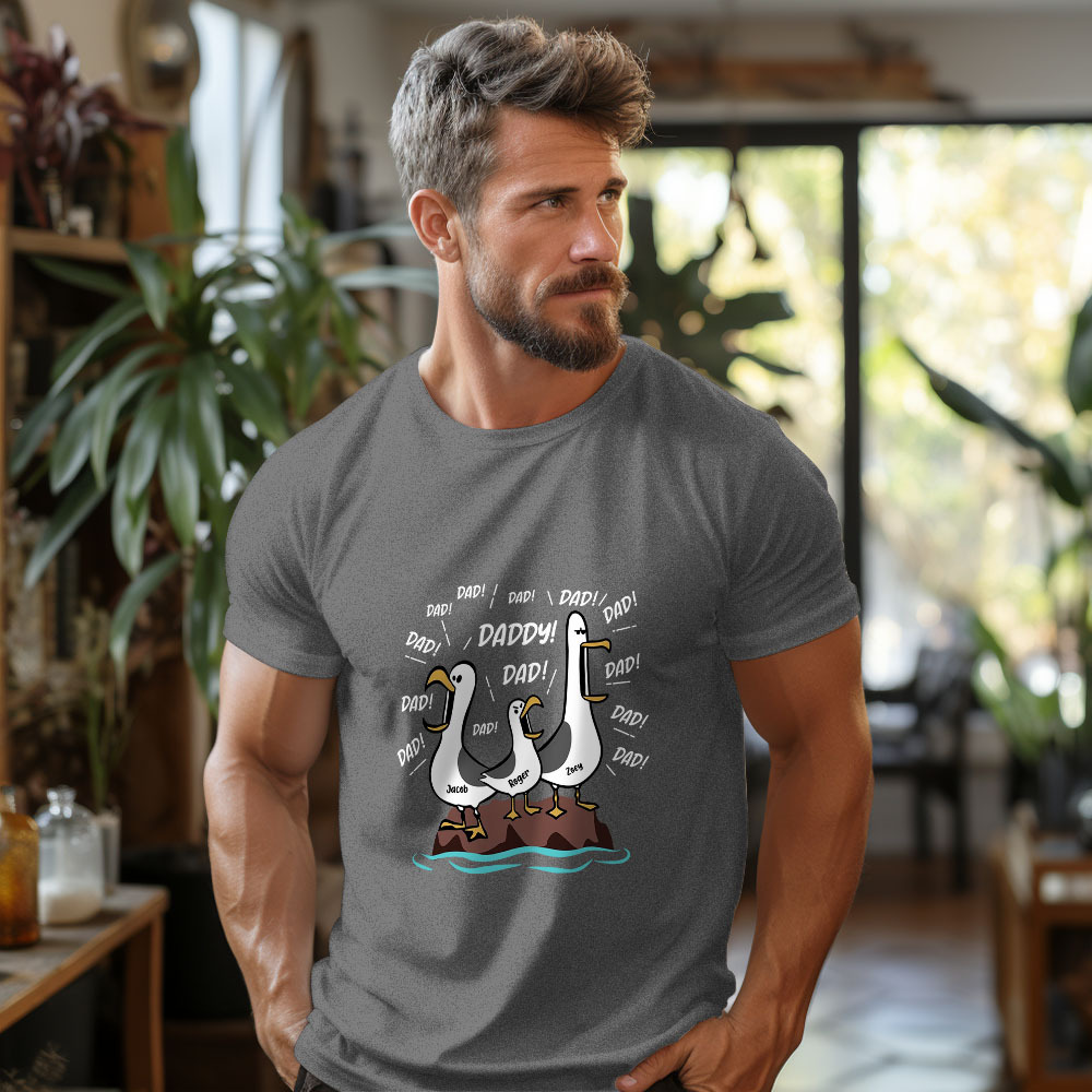 Seagull Dad! Dad! Dad! Custom Kid Name - Personalized Shirt - Funny Father's Day Gift For Dad, Husband - MyFaceSocks