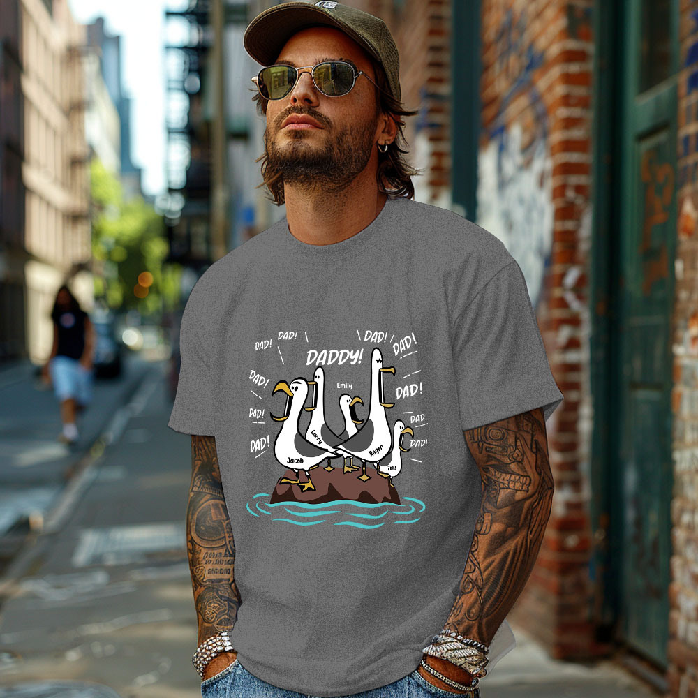 Seagull Dad! Dad! Dad! Custom Kid Name - Personalized Shirt - Funny Father's Day Gift For Dad, Husband - MyFaceSocks