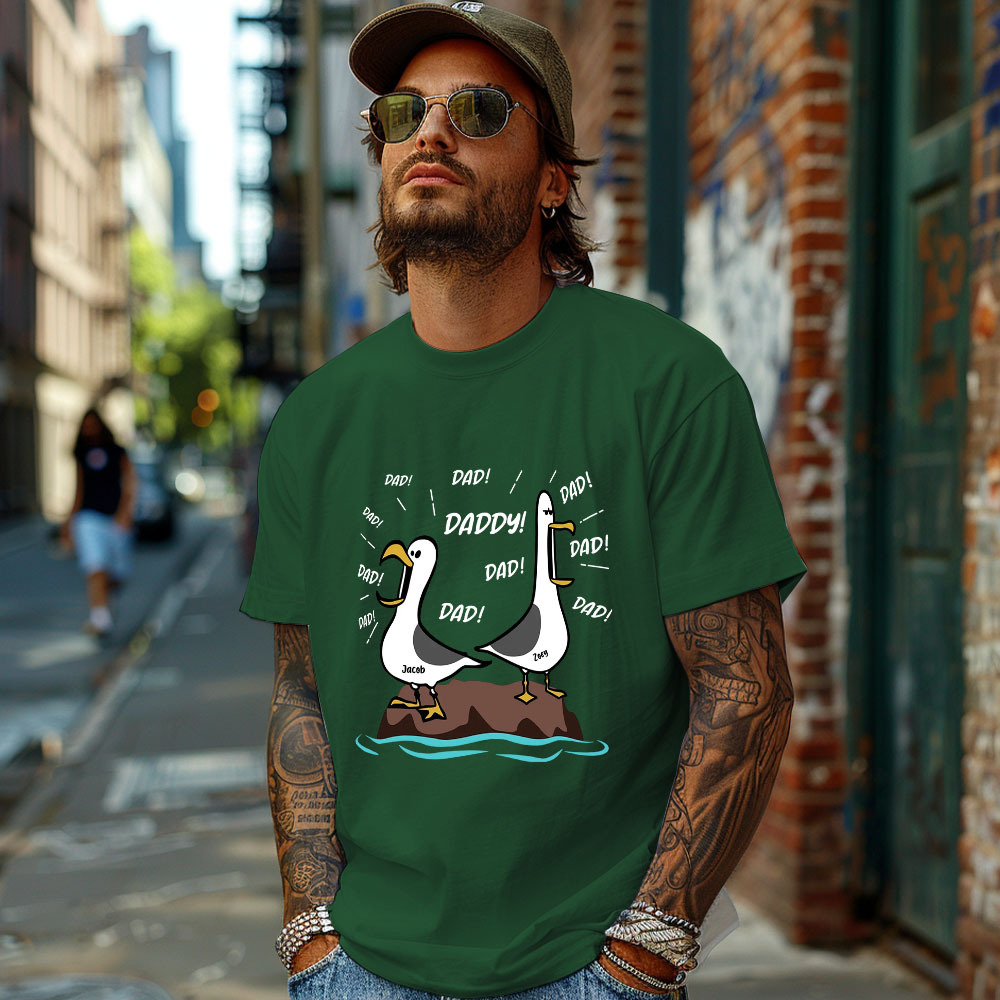Seagull Dad! Dad! Dad! Custom Kid Name - Personalized Shirt - Funny Father's Day Gift For Dad, Husband - MyFaceSocks