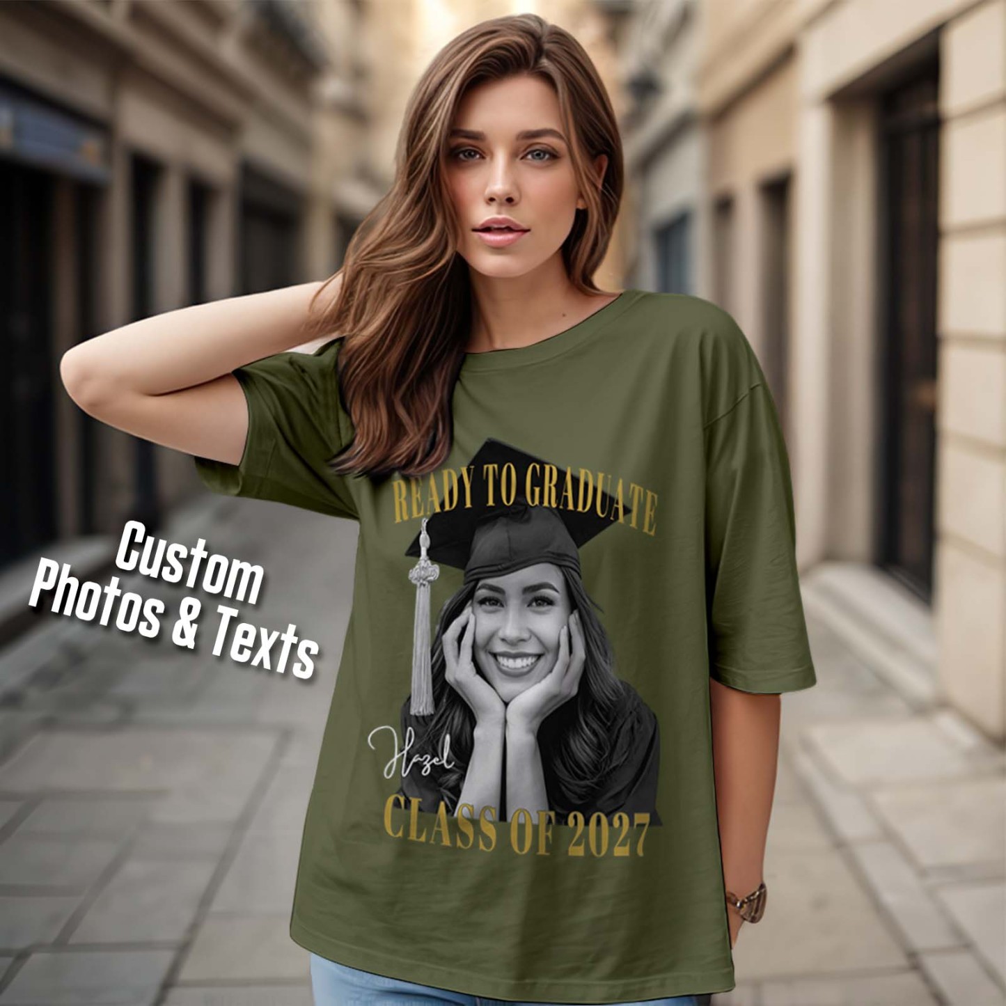 Custom Photo Ready To Graduate Class Of 2027 Comfort Shirt