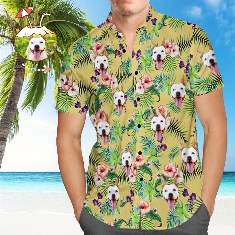 Custom Hawaiian Shirt with Dog Face Custom Tropical Shirt Personalized Hawaiian Shirt - MyFaceSocks