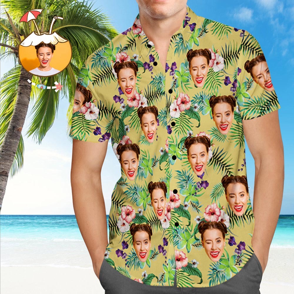 Custom Hawaiian Shirt with Dog Face Custom Tropical Shirt Personalized Hawaiian Shirt - MyFaceSocks