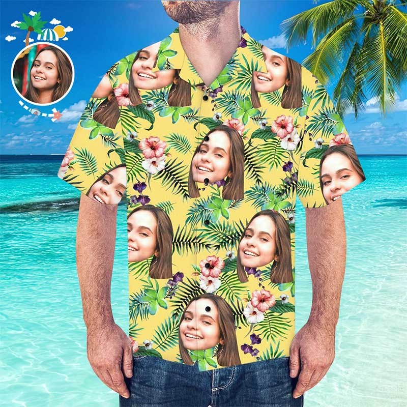 Custom Hawaiian Shirt with Dog Face Custom Tropical Shirt Personalized Hawaiian Shirt - MyFaceSocks