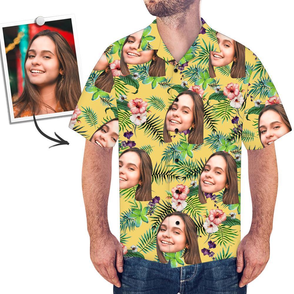 Custom Face Hawaiian Shirt Flowers - myfacesocks