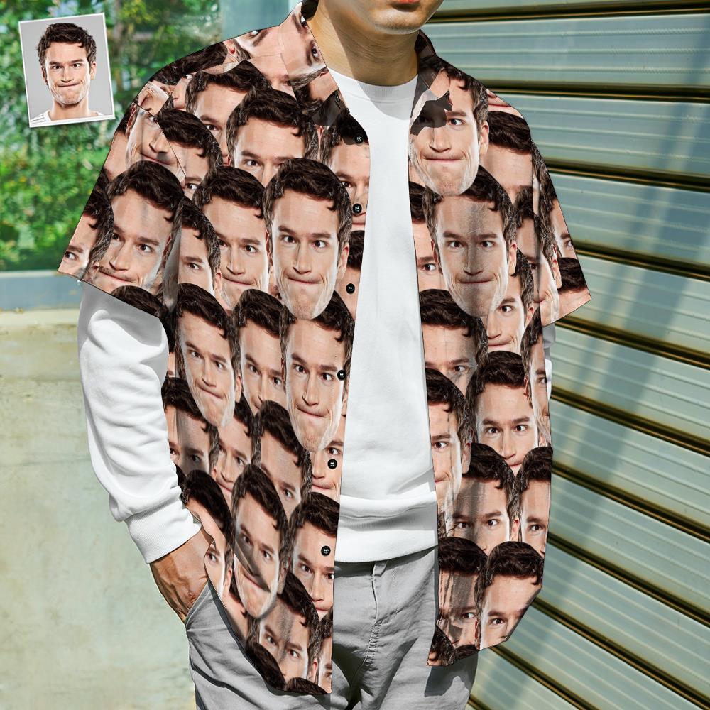 Custom Face Shirt Men's Hawaiian Shirt Face Mash Hip Hop Style - MyFaceSocks