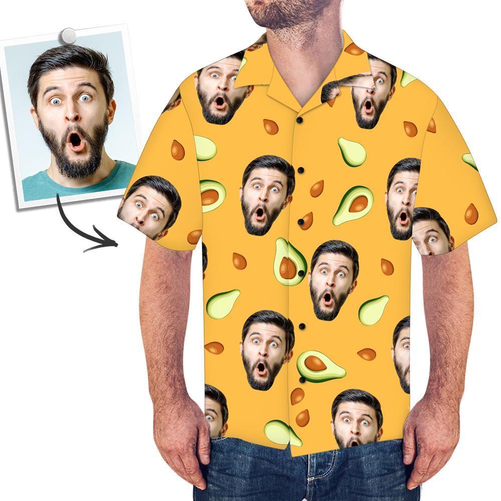 Custom Hawaiian Shirt with Dog on It Personalized Hawaiian Shirt Avocado Beach Shirt - MyFaceSocks