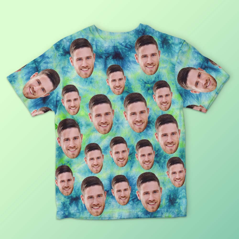 Custom Face Men's T-shirt Personalized Photo Funny Tie Dye T-shirt Gift For Men - MyFaceSocks