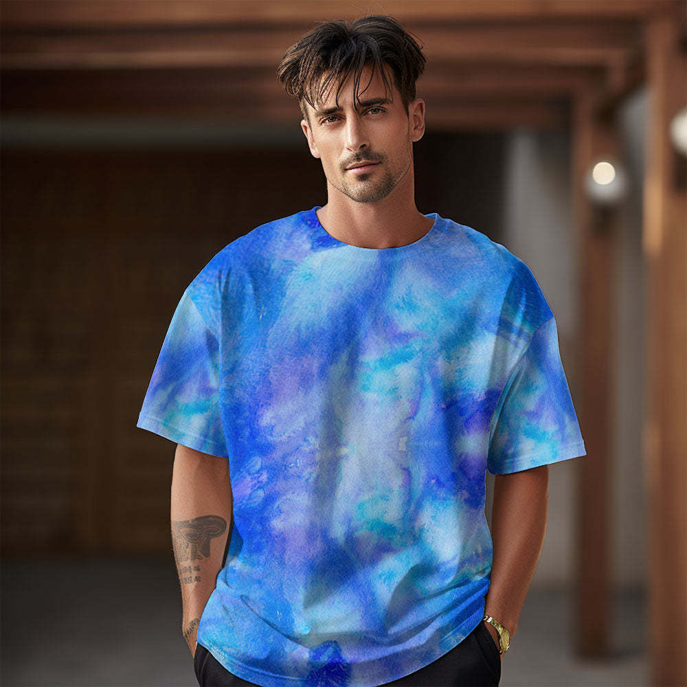 Tie-Dye Summer T-Shirts for Couples Short Sleeve Mens Tie-Dye Shirts