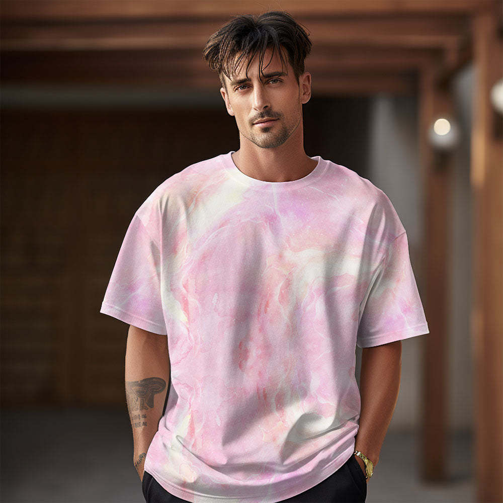 Tie-Dye Style T-Shirt for Him Romantic Summer Short Sleeve Mens 