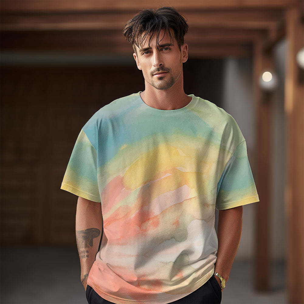 Cool Tie-Dye T-shirts for Couples Laid-back Summer Vibe Light Yellow