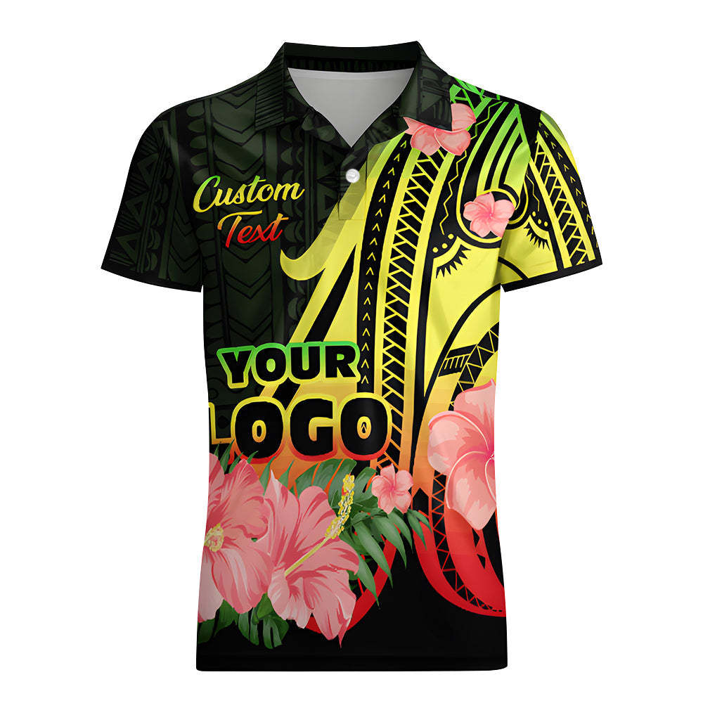 Men's Custom Polo Shirt Personalized Logo & Name Hawaiian Golf Shirts Gift for Him - MyFaceSocks