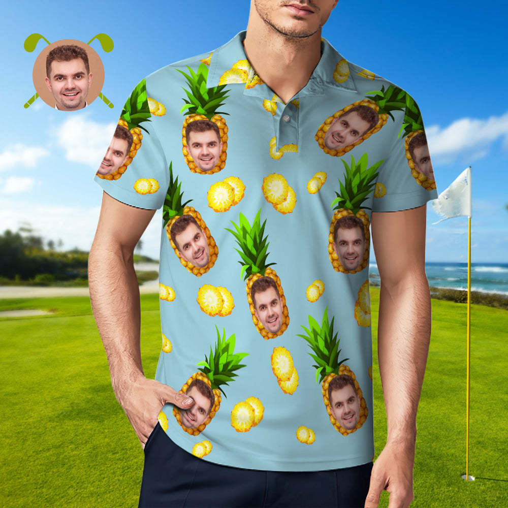 Men's Custom Face POLO Shirt Personalized Golf Shirts For Him Big Pineapple - MyFaceSocks