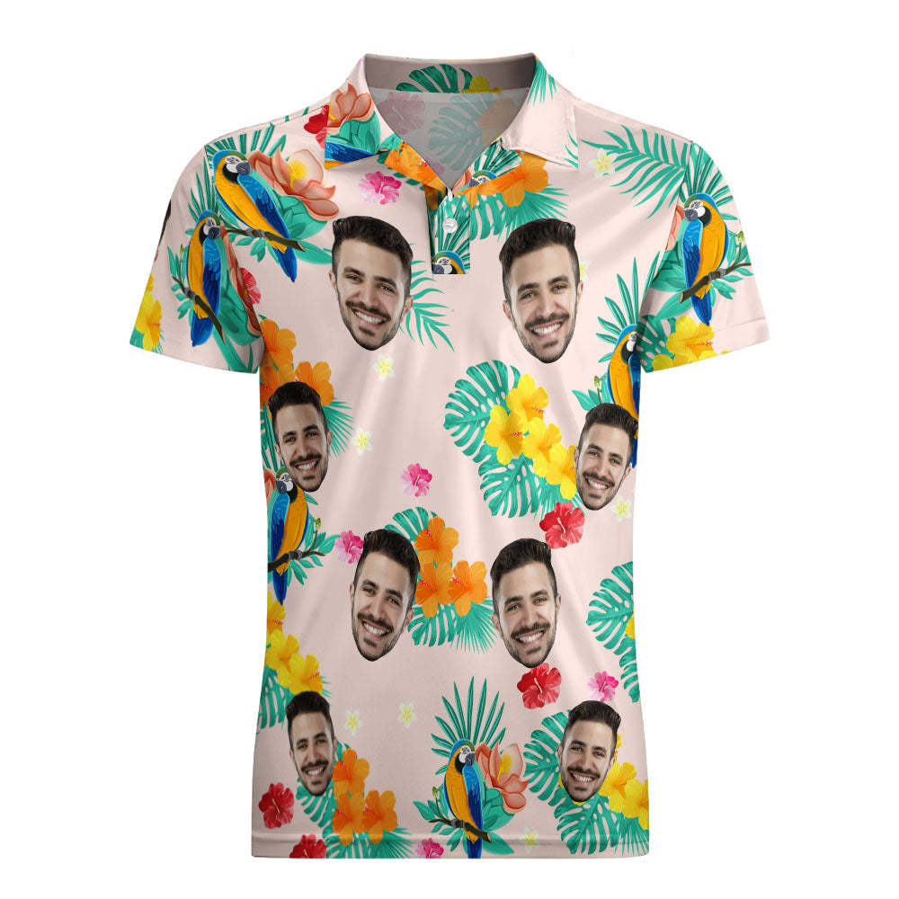Custom Polo Shirt Hawaiian Golf Polo Shirts Holiday Gift Island Time - MyFaceSocks