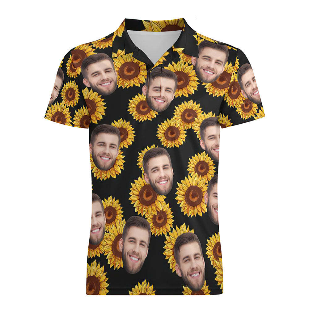 Custom Face Sunflower Men's Polo Shirt - MyFaceSocks