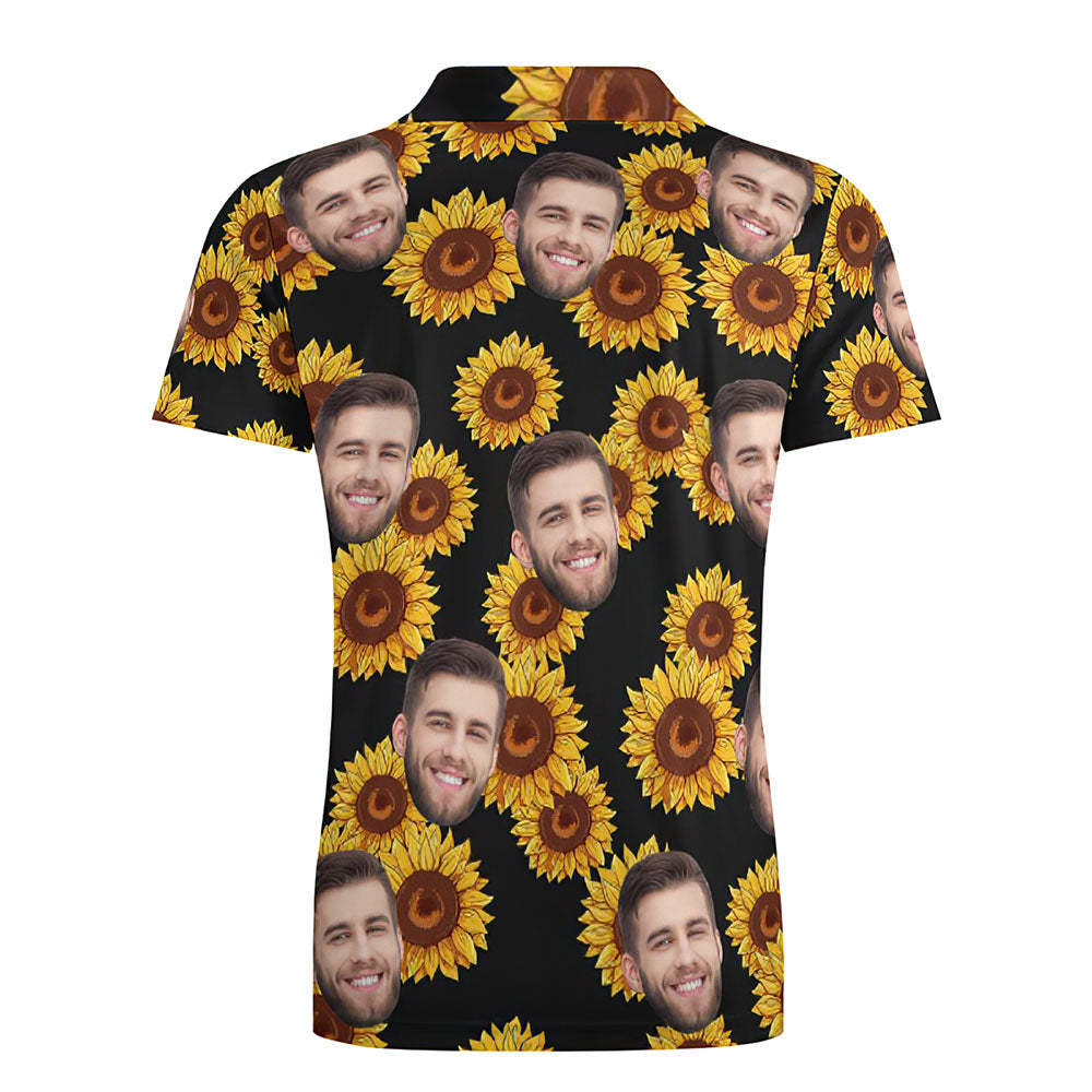 Custom Face Sunflower Men's Polo Shirt - MyFaceSocks