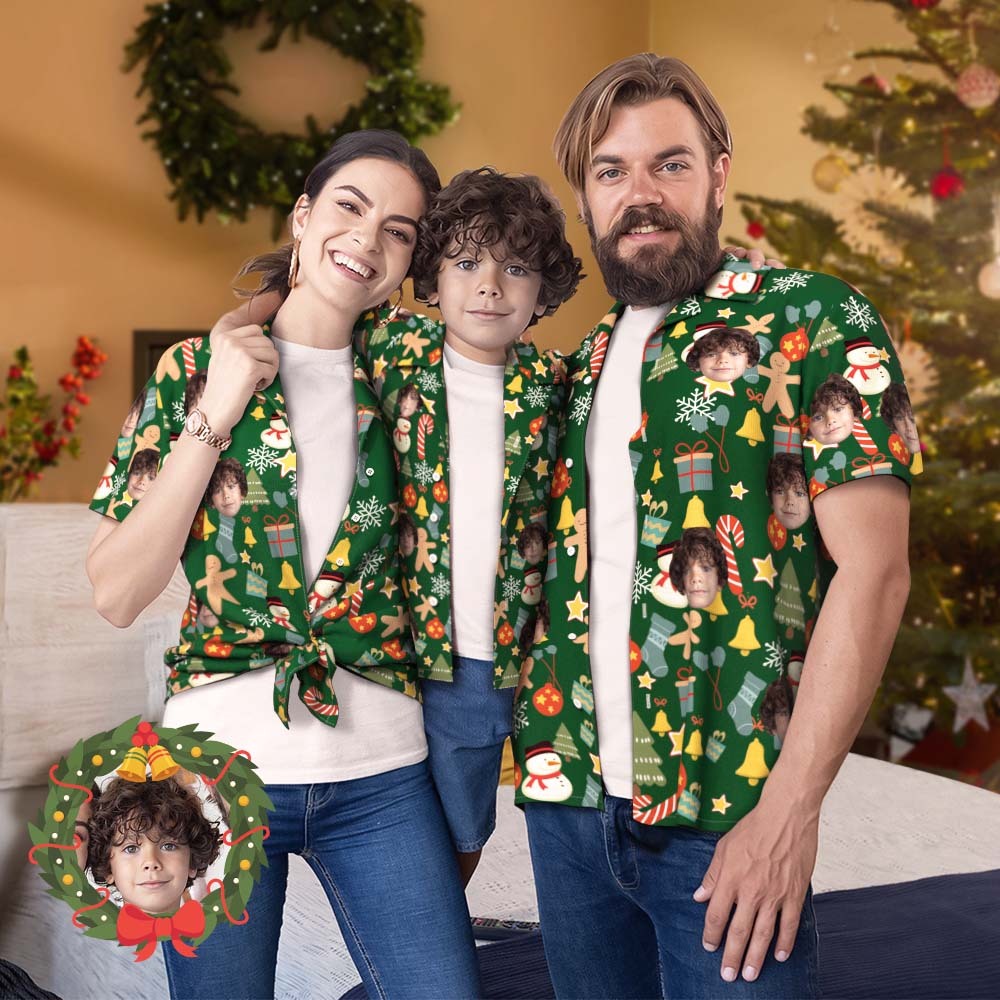 Custom Face Family Matching Hawaiian Outfit Christmas Pool Party Parent-child Wears - Merry Christmas