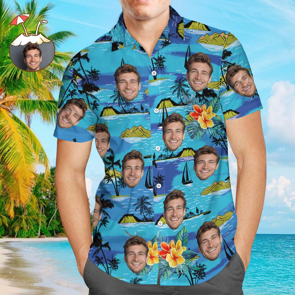Vice City Custom Face with Text Hawaiian Shirt Men's Gang Style