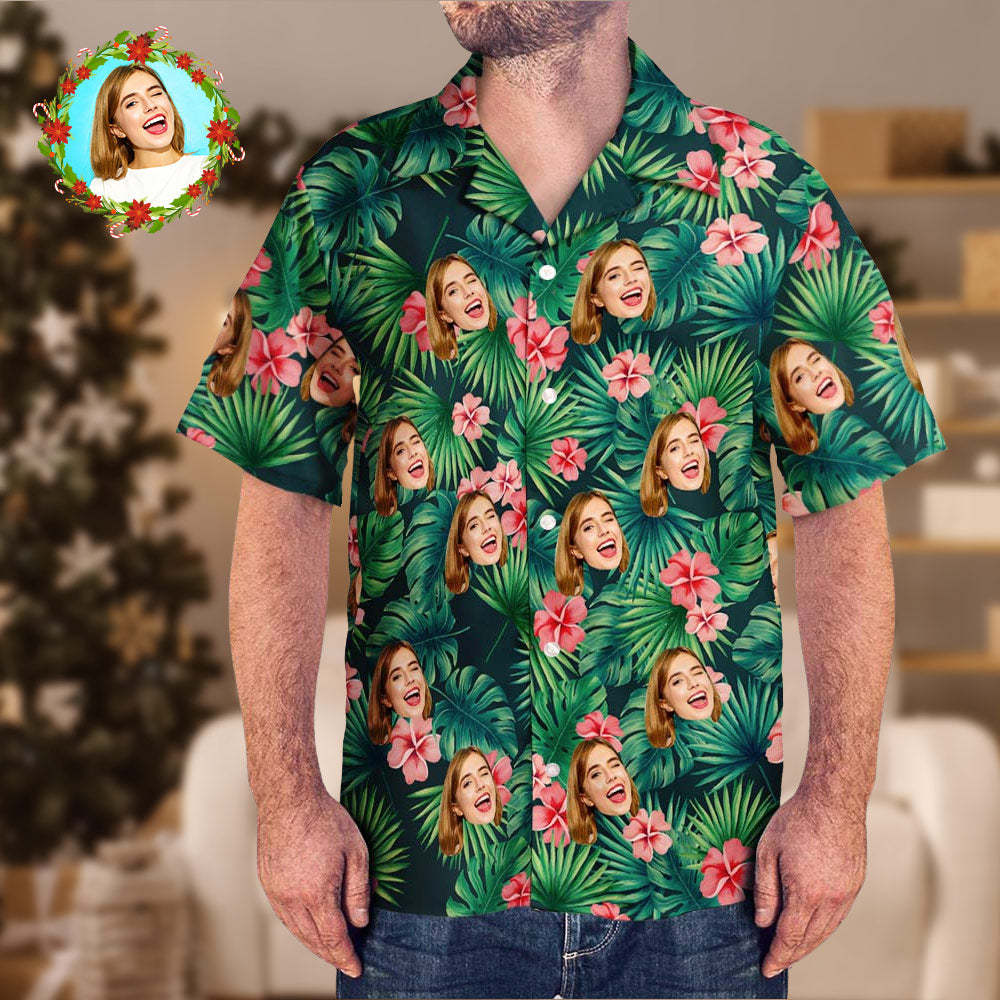 Christmas Gifts , Custom Face All Over Print Beach Style Hawaiian Shirt Flowers