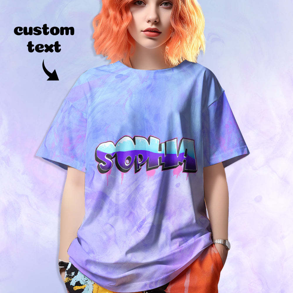 Custom T-shirt Personalized Name Tee Unisex Purple Summer Tie-dye T-shirt - MyFaceSocks