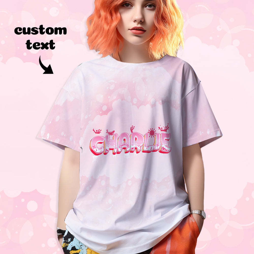 Custom T-shirt Personalized Name Tee Pink Unisex Summer T-shirt - MyFaceSocks