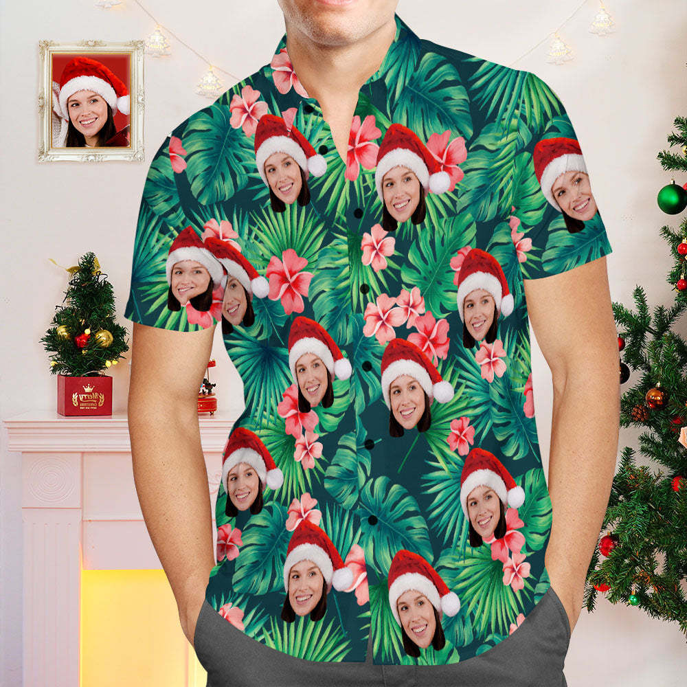Christmas Gifts , Custom Face All Over Print Beach Style Hawaiian Shirt Flowers
