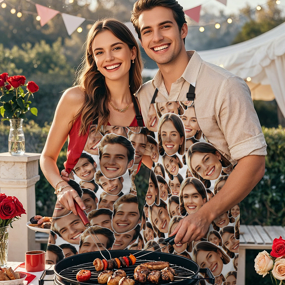 Custom Cooking Baking Crew Personalized Apro Personalised Mash Face Chef Apron, Head Chef Cooking Gifts