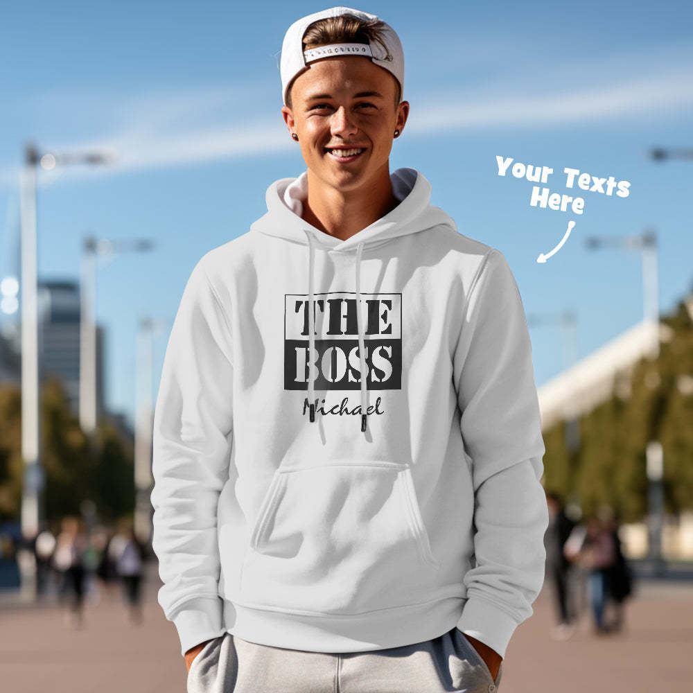 Custom Text Couple Matching Hoodies THE REAL BOSS Personalized Hoodie Valentine's Day Gift - MyFaceSocks