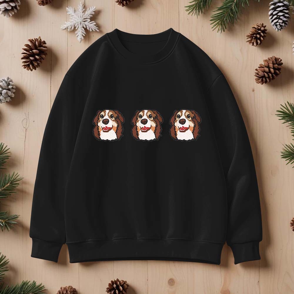 Custom Embroidered Sweatshirt With Pet Portrait Chrismas Gifts Embroid