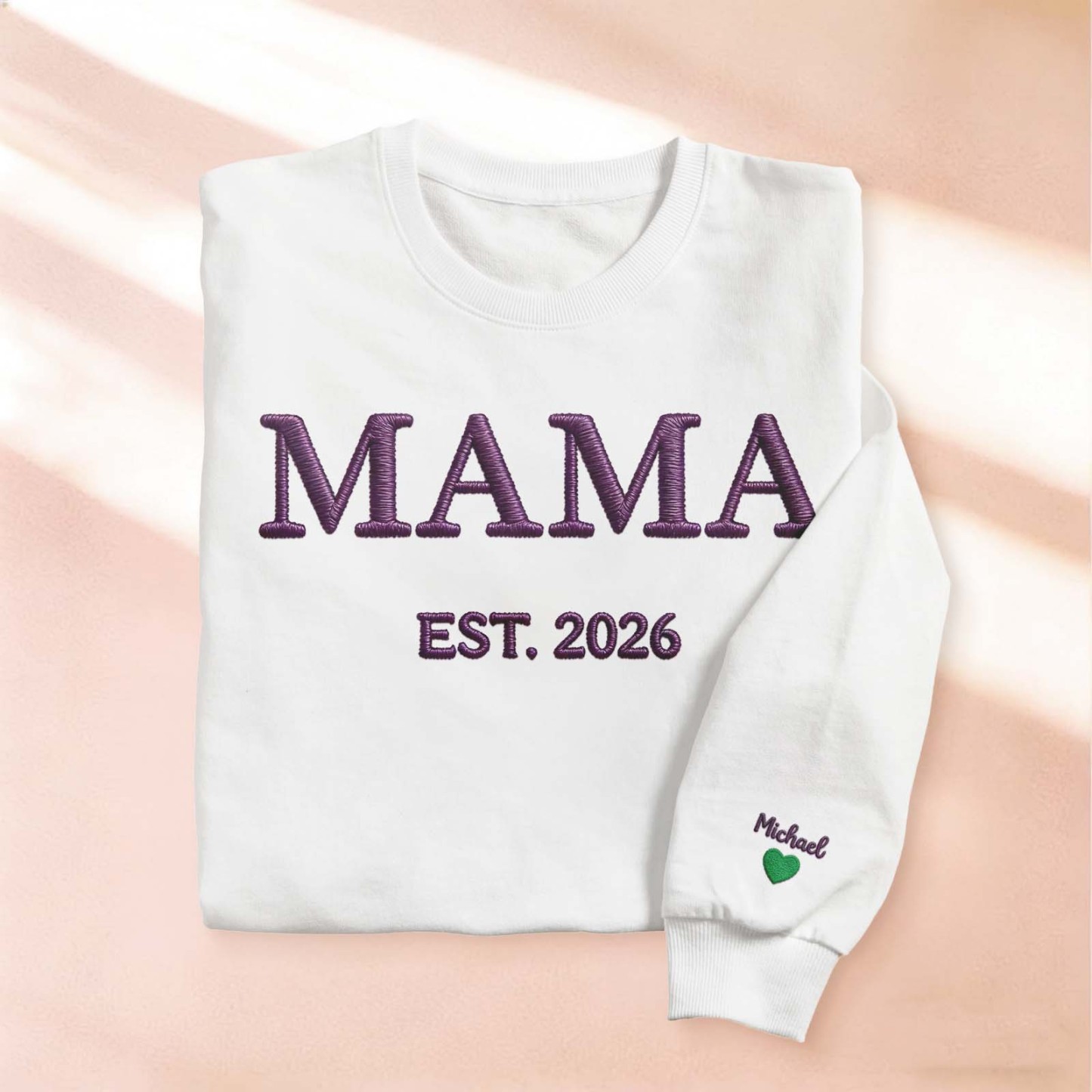 Personalized Mama Embroidered Sweatshirt, Custom Mom Embroidery Hoodie, New Mom Outfit, Pregnancy Reveal Clothing, Happy Mother's Day Gifts - MyFaceSocks
