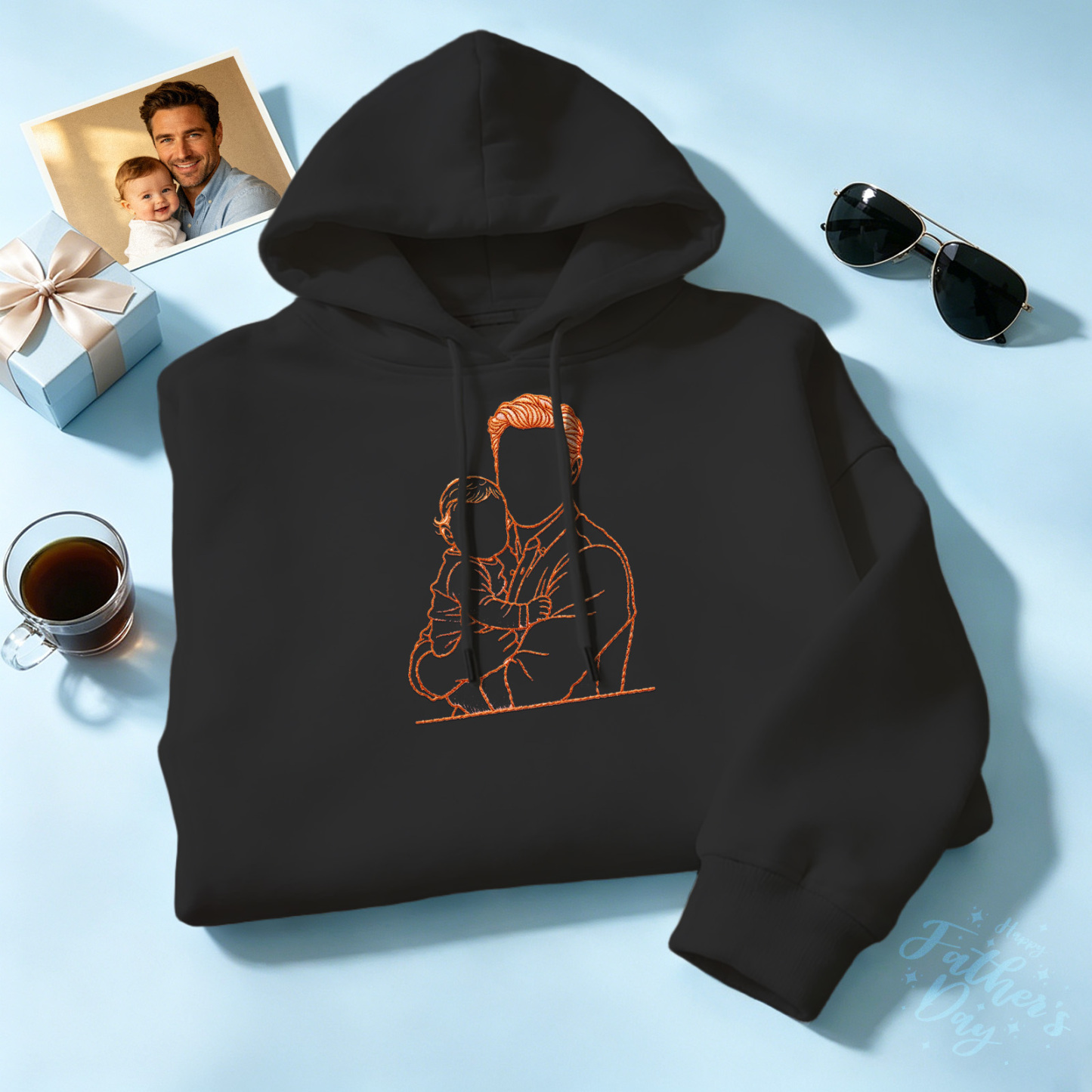 Fathers Day Gift Custom Full Color Embroidered Sweatshirt Portrait Couple/Dad/Mom Family Gift Personalized Fathers Day Gift - MyFaceSocks