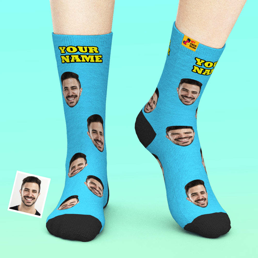 Custom Face Socks Online Preview Add Pictures And Name Colorful