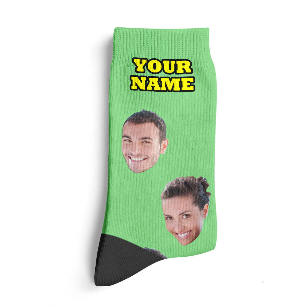 Custom Face Socks Add Pictures And Name Colorful