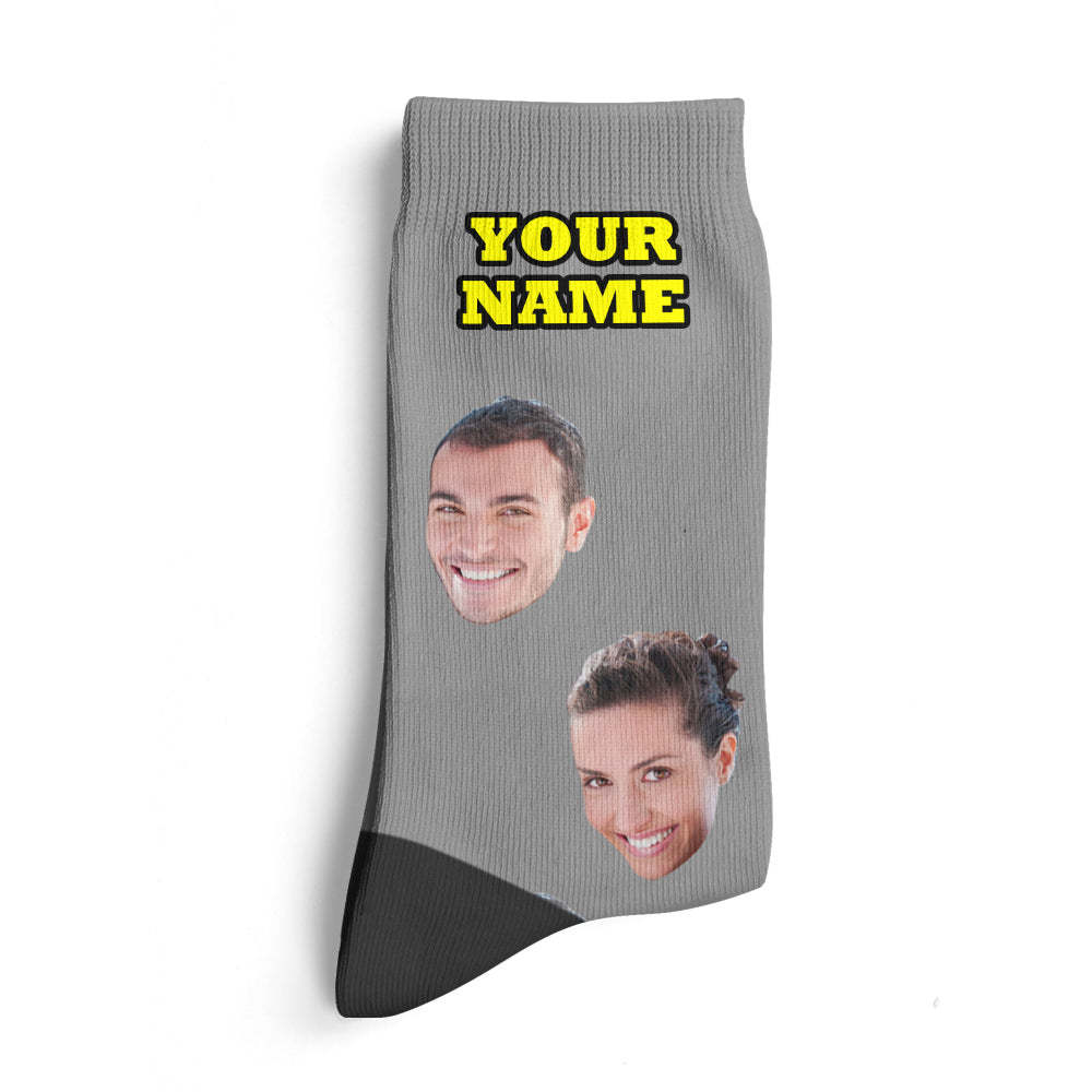 Custom Face Socks Add Pictures And Name Colorful