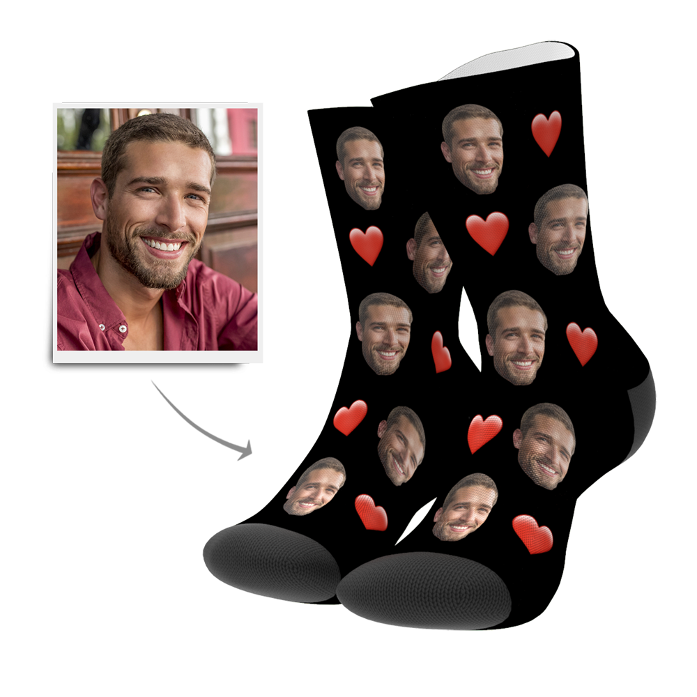 Christmas Gifts, Custom 3D Preview Face Socks Heart