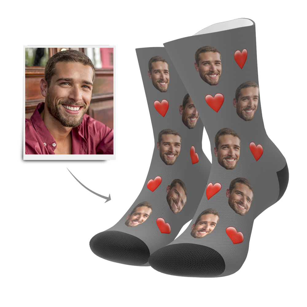 Christmas Gifts, Custom 3D Preview Face Socks Heart