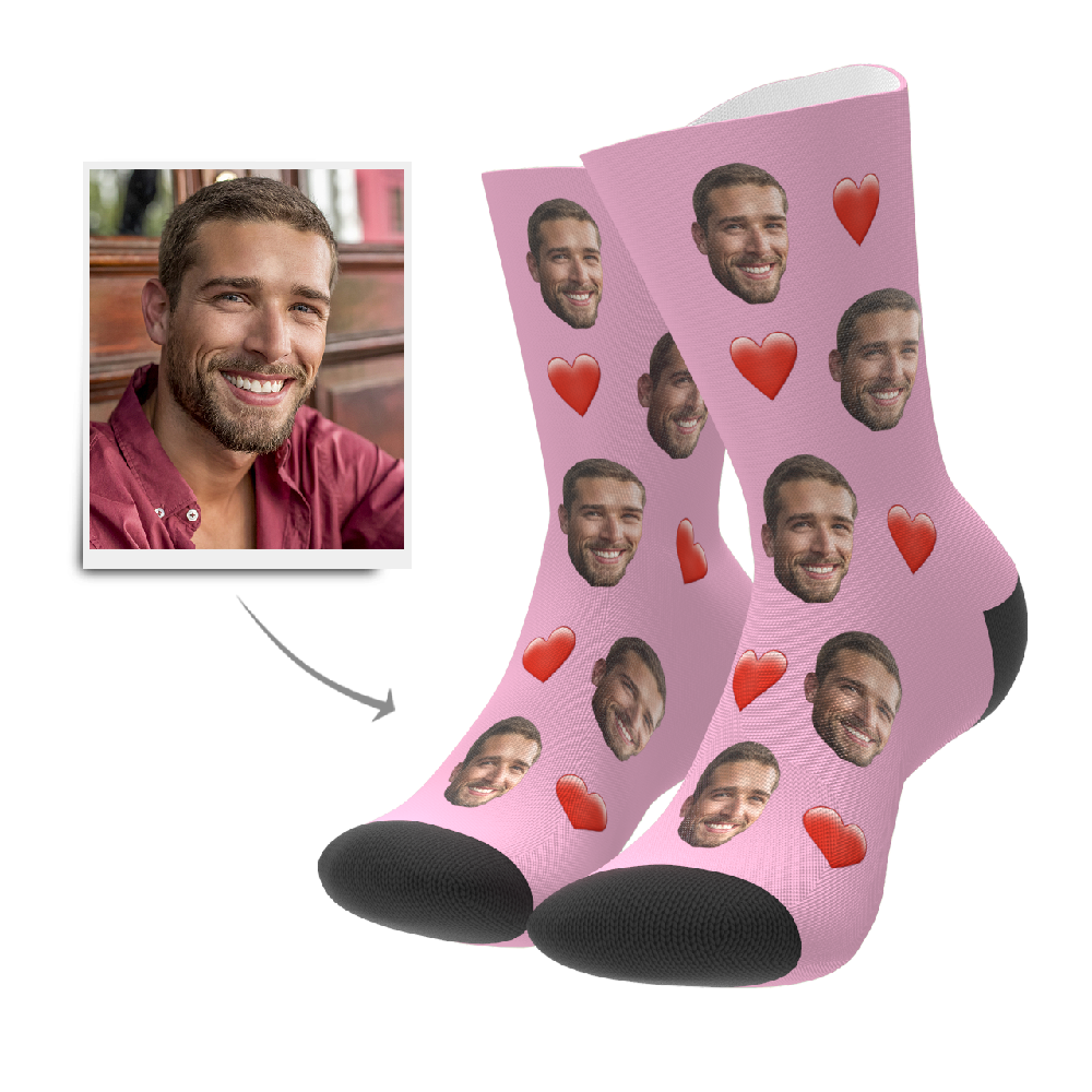 Christmas Gifts, Custom 3D Preview Face Socks Heart