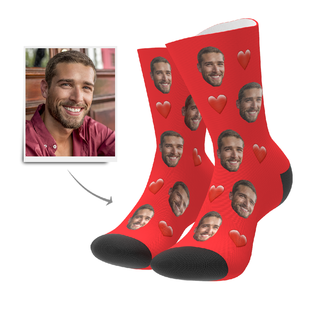 Christmas Gift Ideas, Custom Heart Socks 3D Preview