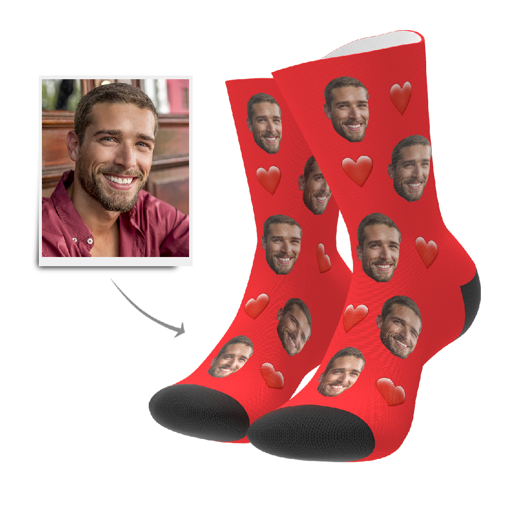 Christmas Gifts, Custom 3D Preview Face Socks Heart