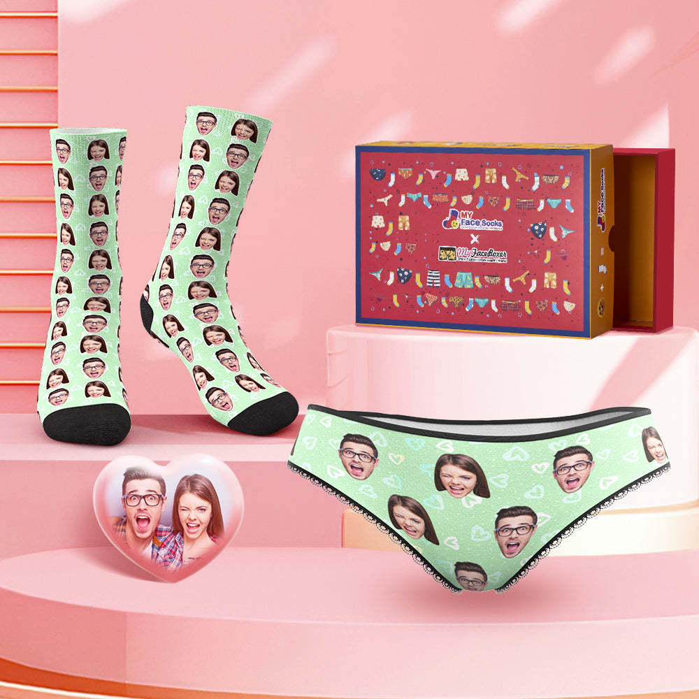 Custom Face Panties And Socks Set For Her Little Love Heart Co-Branding Set