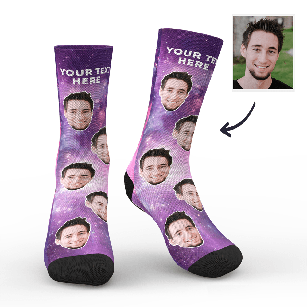 Custom Galaxy Socks With Your Text - MyFaceSocks
