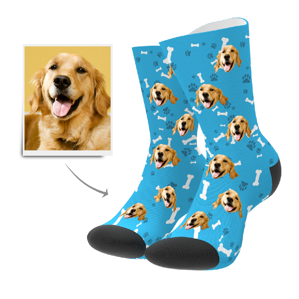 Gift for Him Custom Face Socks Add Pictures and Name - Dog