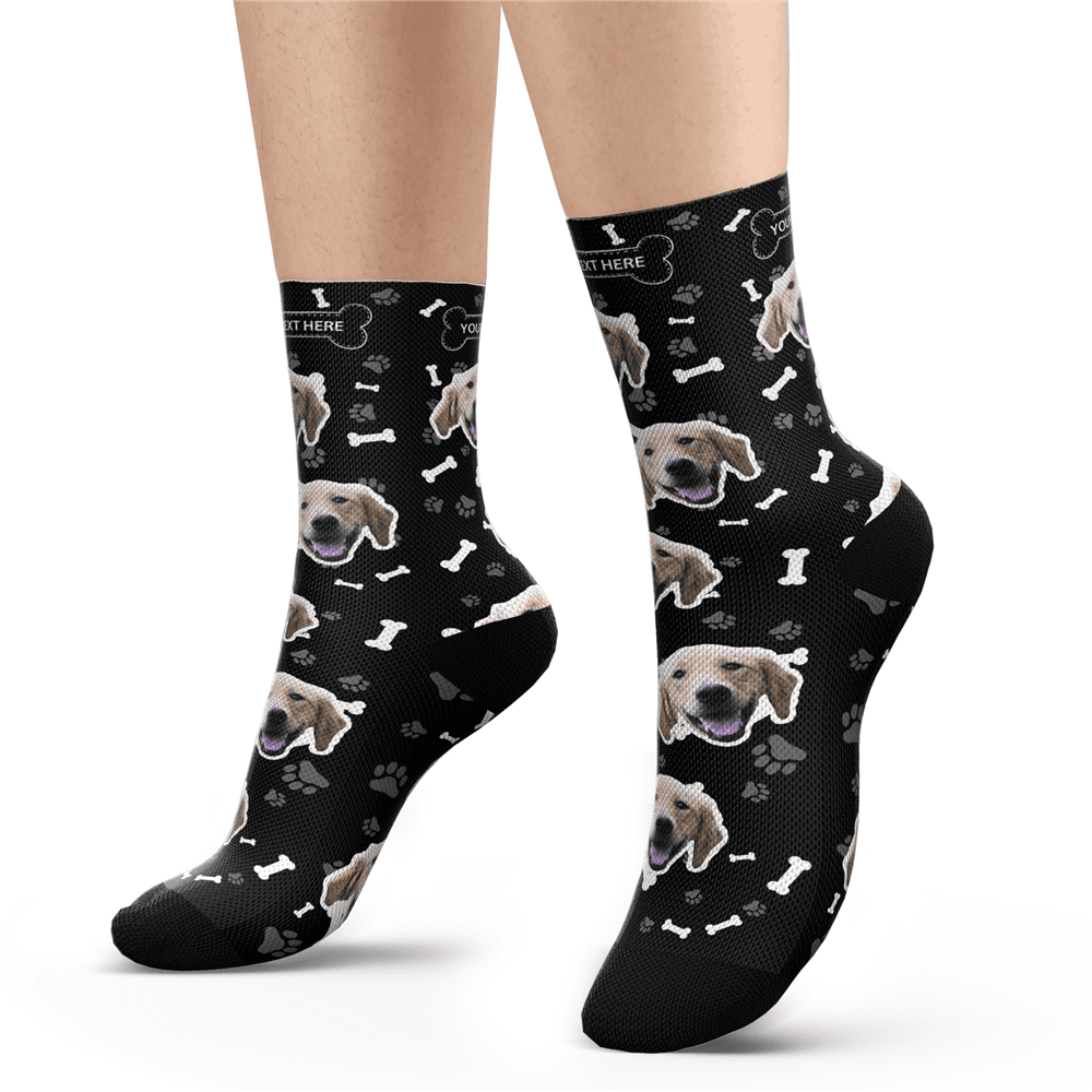 Gift for Him Custom Face Socks Add Pictures and Name - Dog