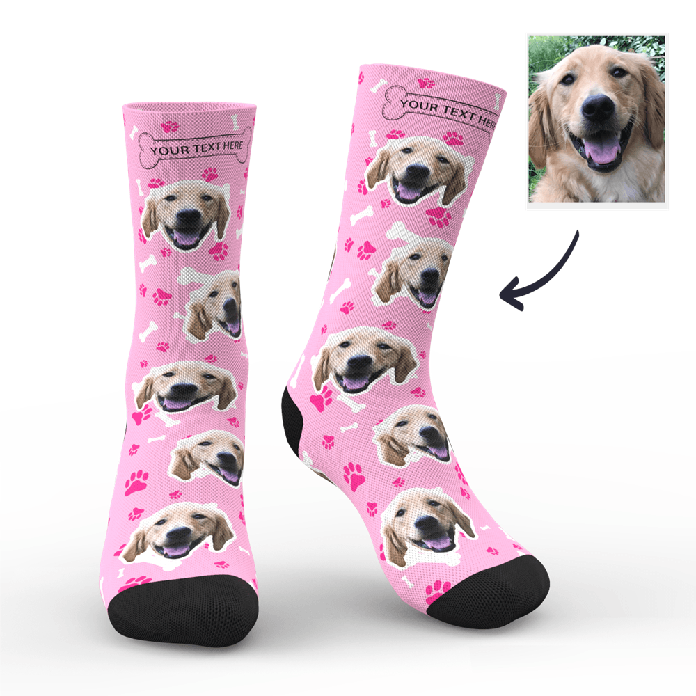 Gift for Her Custom Face Socks Add Pictures and Name - Dog