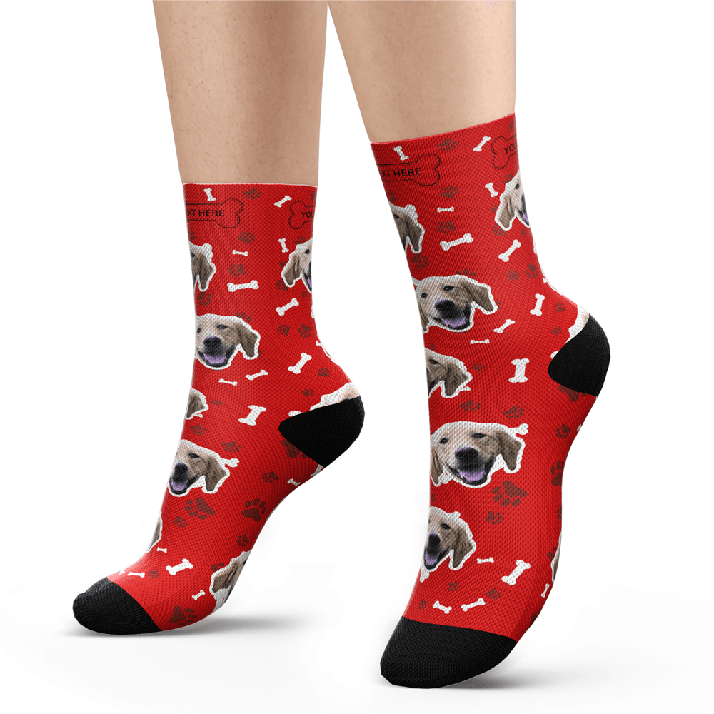 Gift for Him Custom Face Socks Add Pictures and Name - Dog