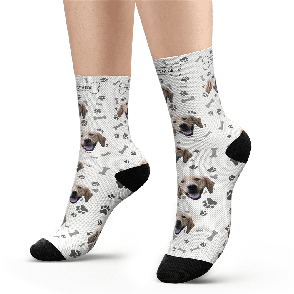 Gift for Him Custom Face Socks Add Pictures and Name - Dog